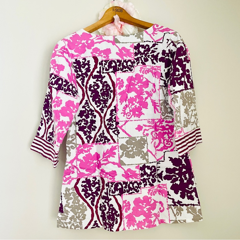 Tori Richard Vibrant Pink Purple Floral Tunic - Picture 7 of 7